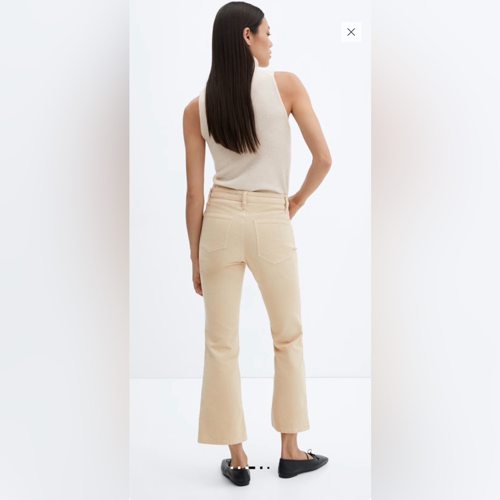 Mango flared cropped corduroy jeans cream ecru Size 8 - Picture 3 of 9